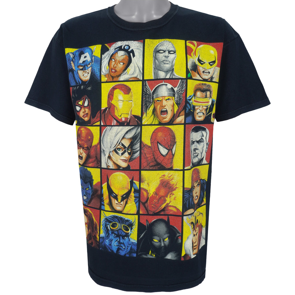 Marvel - Black Super Heroes Printed T-Shirt 1990s Large Vintage Retro