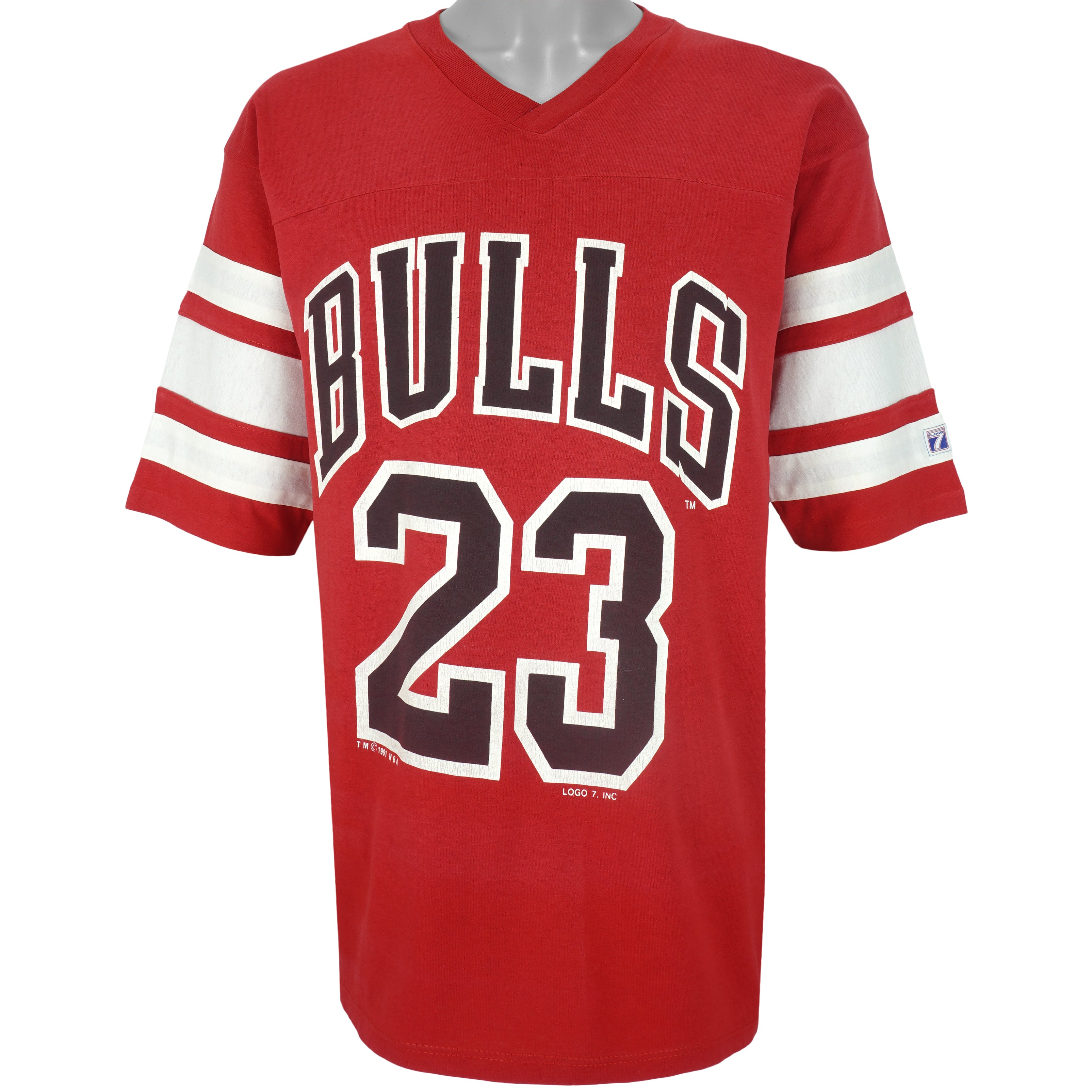 NBA (Logo 7) - Chicago Bulls Basketball Jersey T-Shirt 1991 Large Vintage Retro Basketball