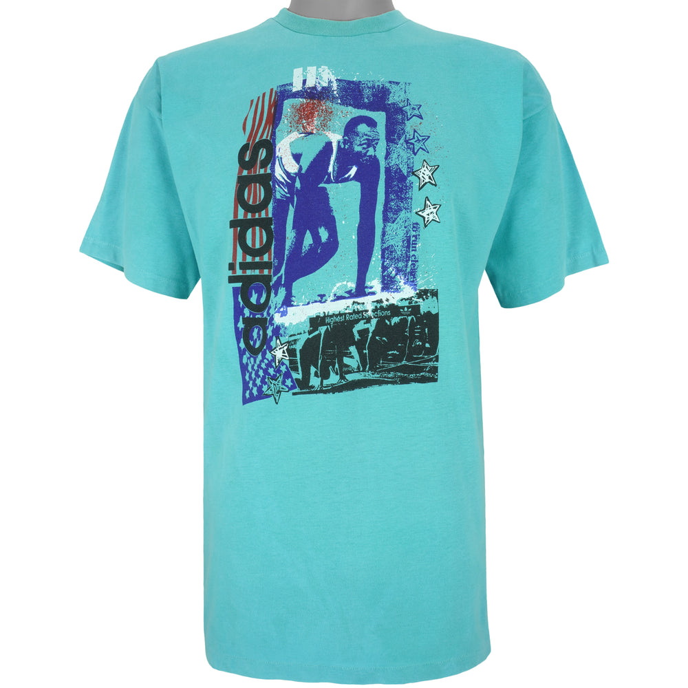 Adidas - Green Running T-Shirt 1990s Large Vintage Retro