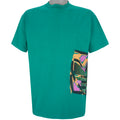 Adidas - Green Graphic T-Shirt 1990s Large Vintage Retro