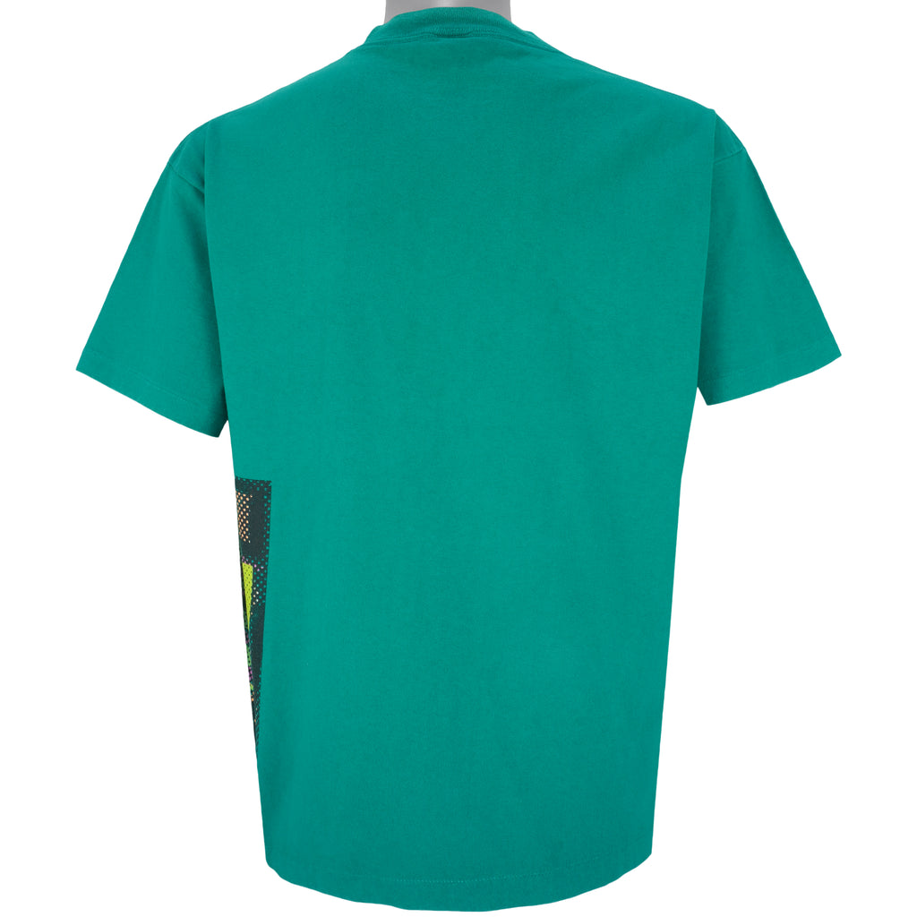 Adidas - Green Graphic T-Shirt 1990s Large Vintage Retro