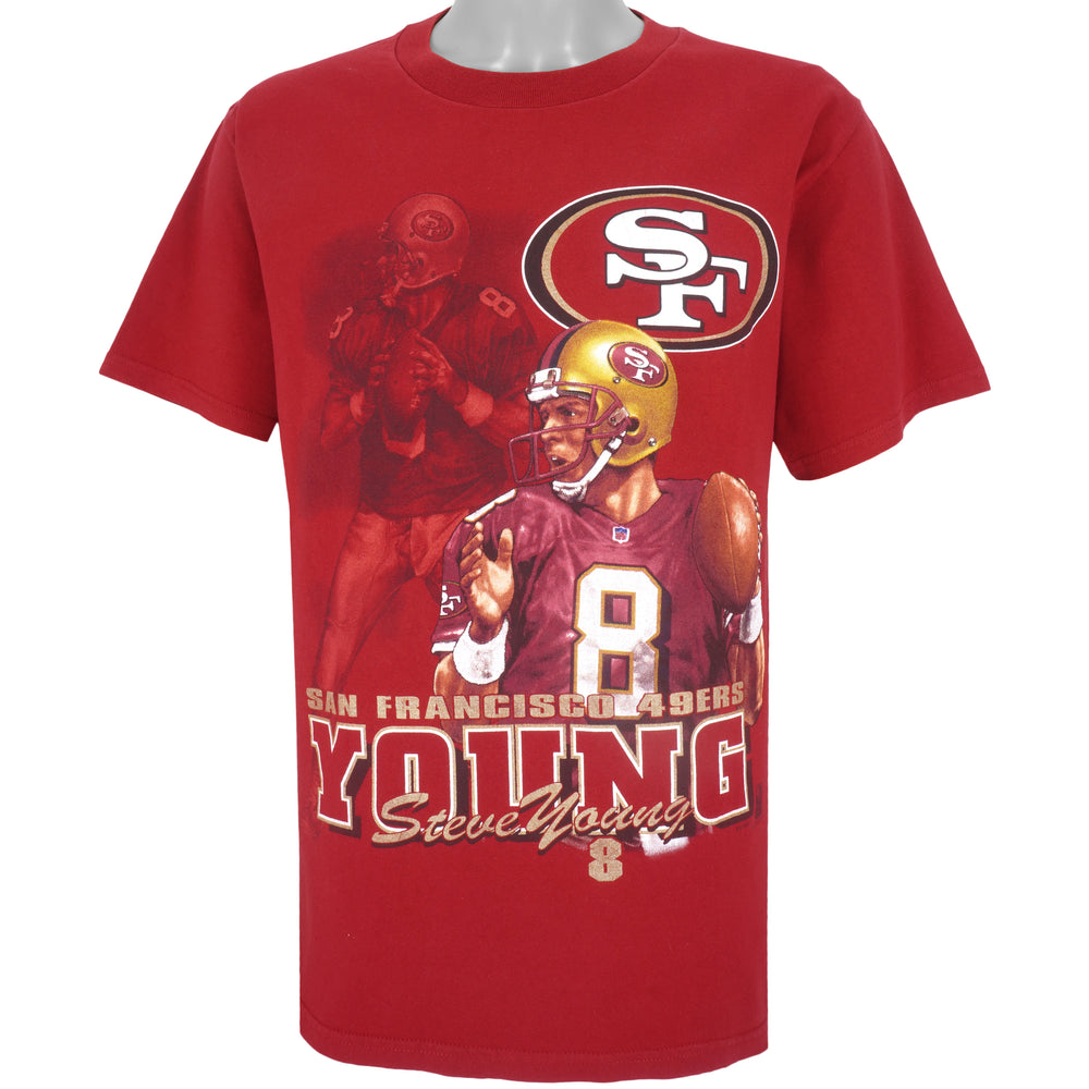 NFL (Lee) - San Francisco 49ers, Steve Young #3 T-Shirt 1990s Medium Vintage Retro Football
