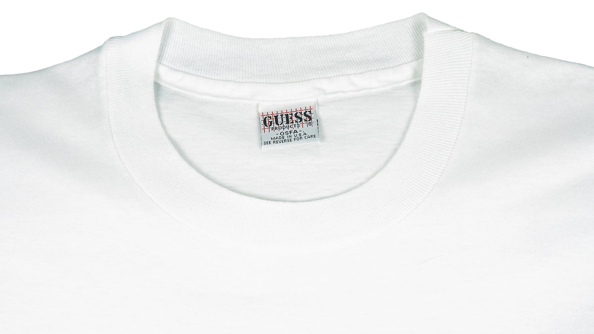 Guess - White Guess Jeans Big Spell-Out T-Shirt 1990s Large Vintage Retro
