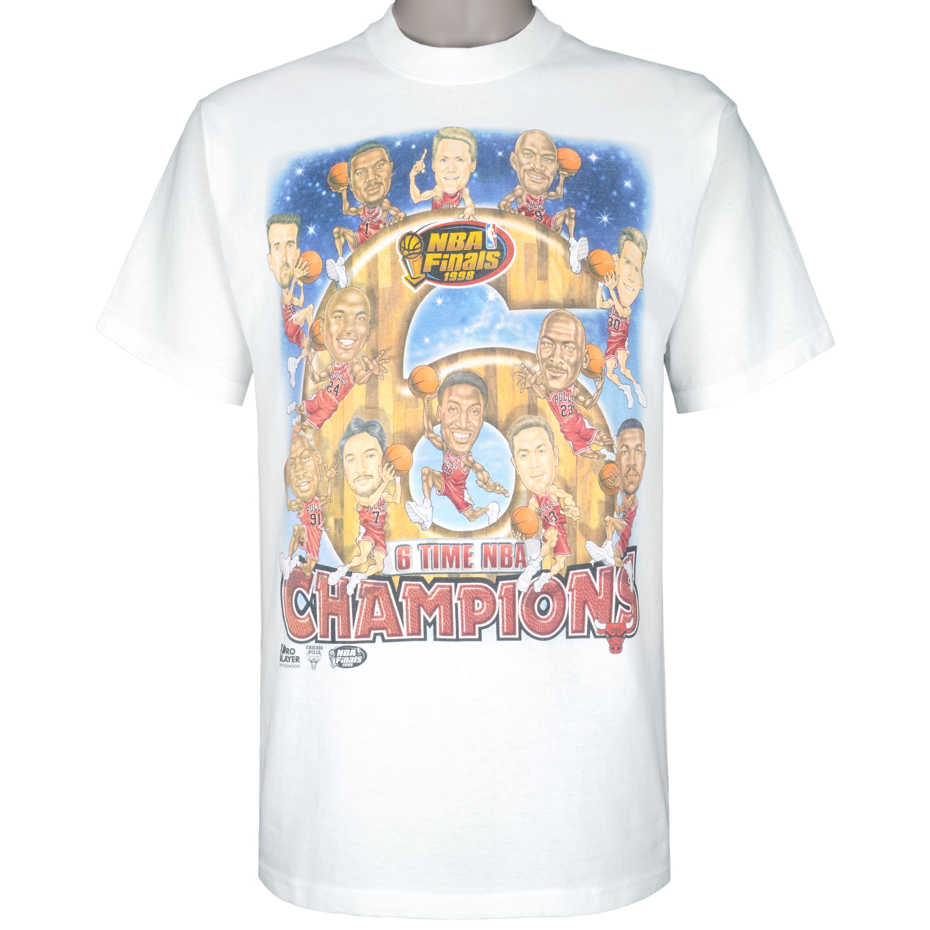 NBA (Pro Player) - Chicago Bulls, 6 Time Champions T-Shirt 1998 Medium Vintage Retro Basketball