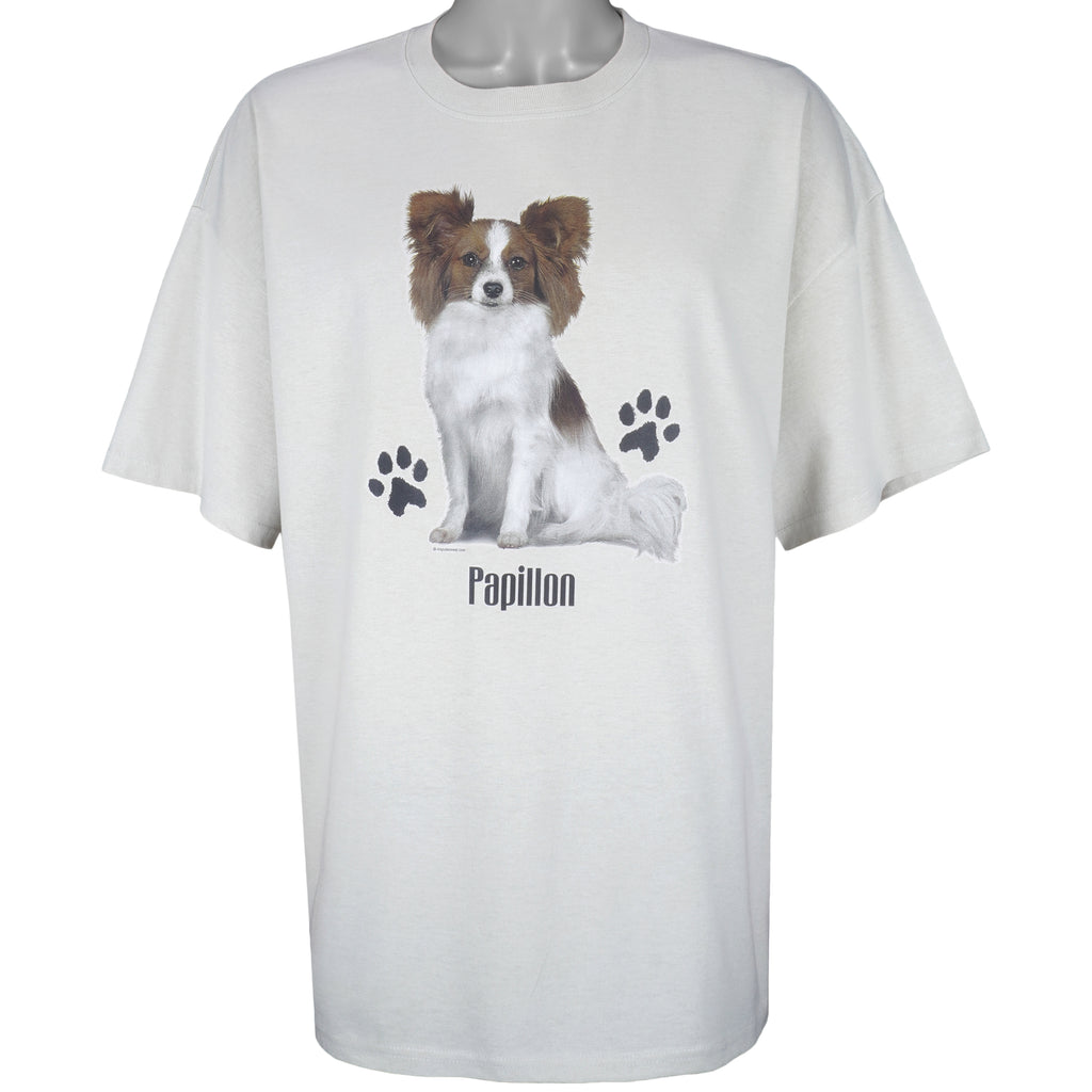 Vintage (Hanes) - Papillon Dog Graphic Print T-Shirt 1990s XX-Large Vintage Retro