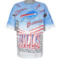 NFL - Buffalo Bills Spell-Out Over Printed T-Shirt 1990s X-Large Vintage Retro Football