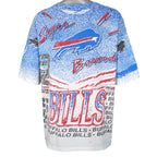 NFL - Buffalo Bills Spell-Out Over Printed T-Shirt 1990s X-Large Vintage Retro Football
