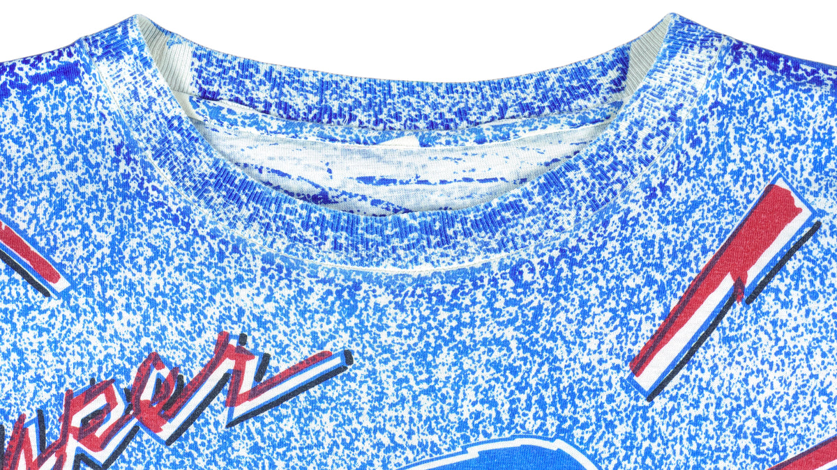 NFL - Buffalo Bills Spell-Out Over Printed T-Shirt 1990s X-Large Vintage Retro Football