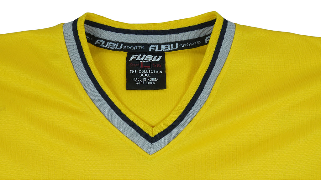 FUBU - Yellow Champions XXL League Spell-Out T-Shirt 1990s XX-Large Vintage Retro