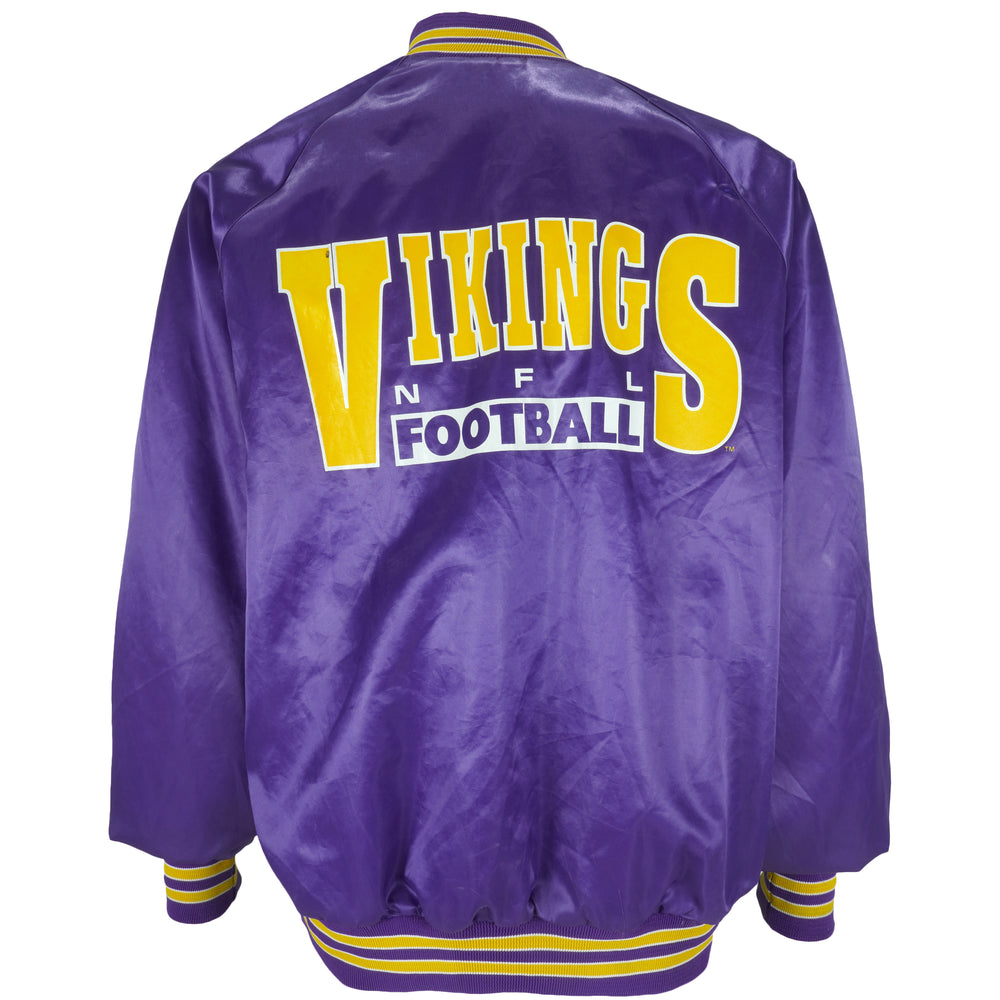 NFL (Chalk Line) - Minnesota Vikings Big Logo Satin Jacket 1990s X-Large Vintage Retro Football