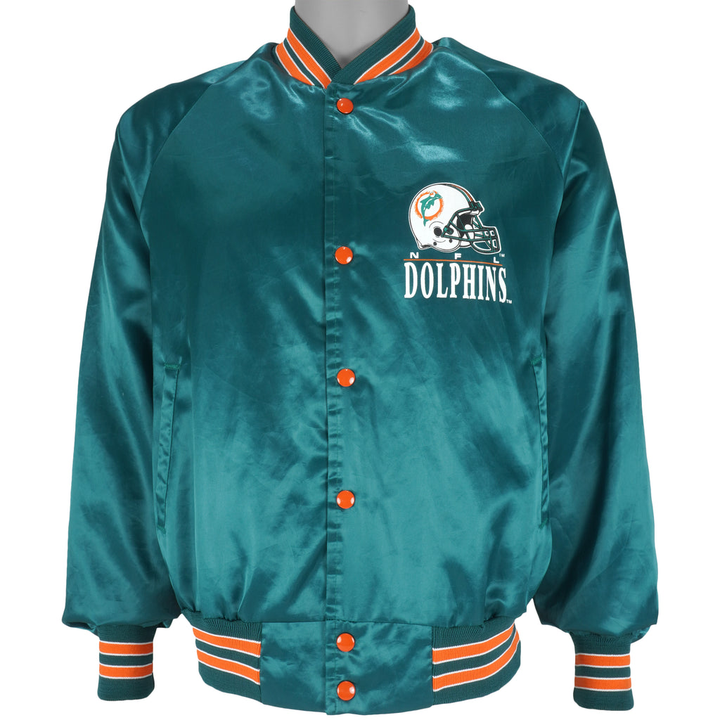 NFL (Chalk Line) - Miami Dolphins Spell-Out Satin Jacket 1992 Medium Vintage Retro Football