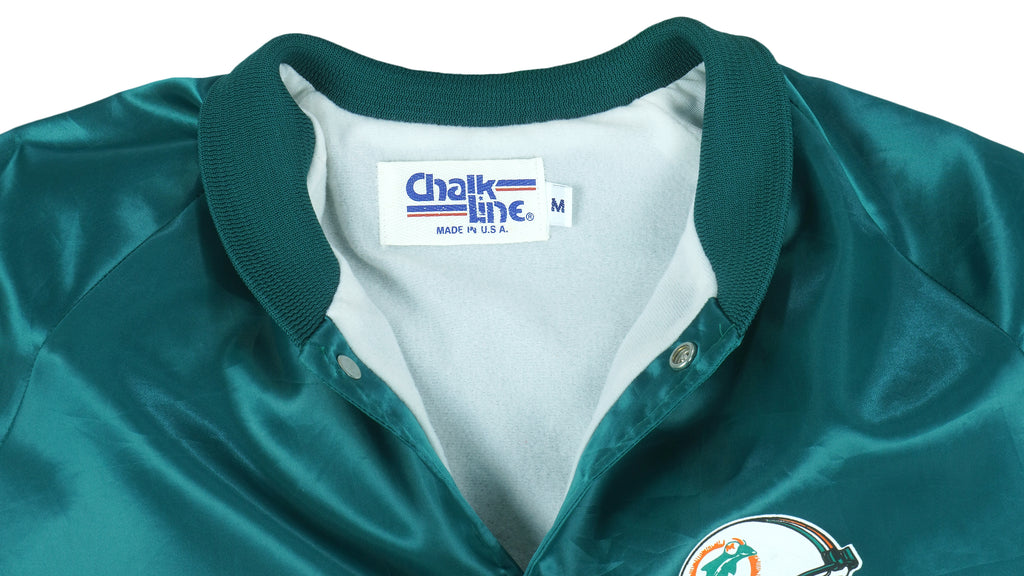 NFL (Chalk Line) - Miami Dolphins Spell-Out Satin Jacket 1992 Medium Vintage Retro Football
