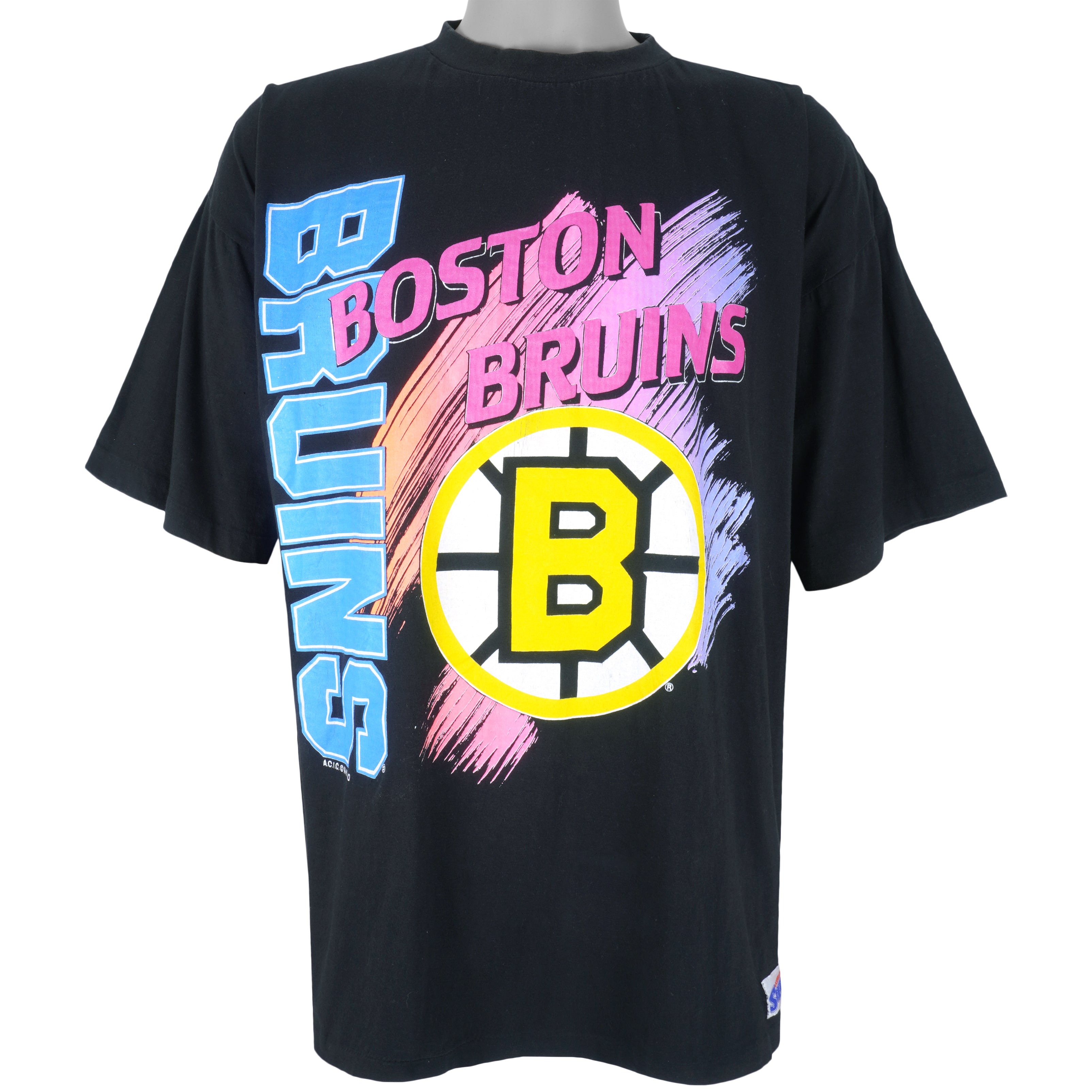 NHL (Athletics Softwear) - Boston Bruins Big Logo T-Shirt 1994 X-Large Vintage Retro Hockey