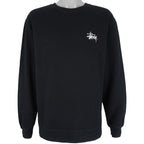 Stussy - Black Spell-Out Crew Neck Sweatshirt 1990s Large Vintage Retro