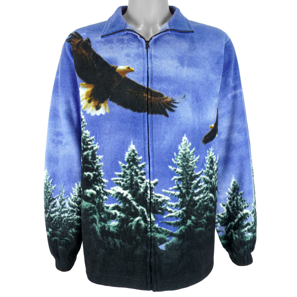 Vintage (Trail Crest) -  Blue Eagles Zip-Up Fleece Sweatshirt 1990s Large Vintage Retro