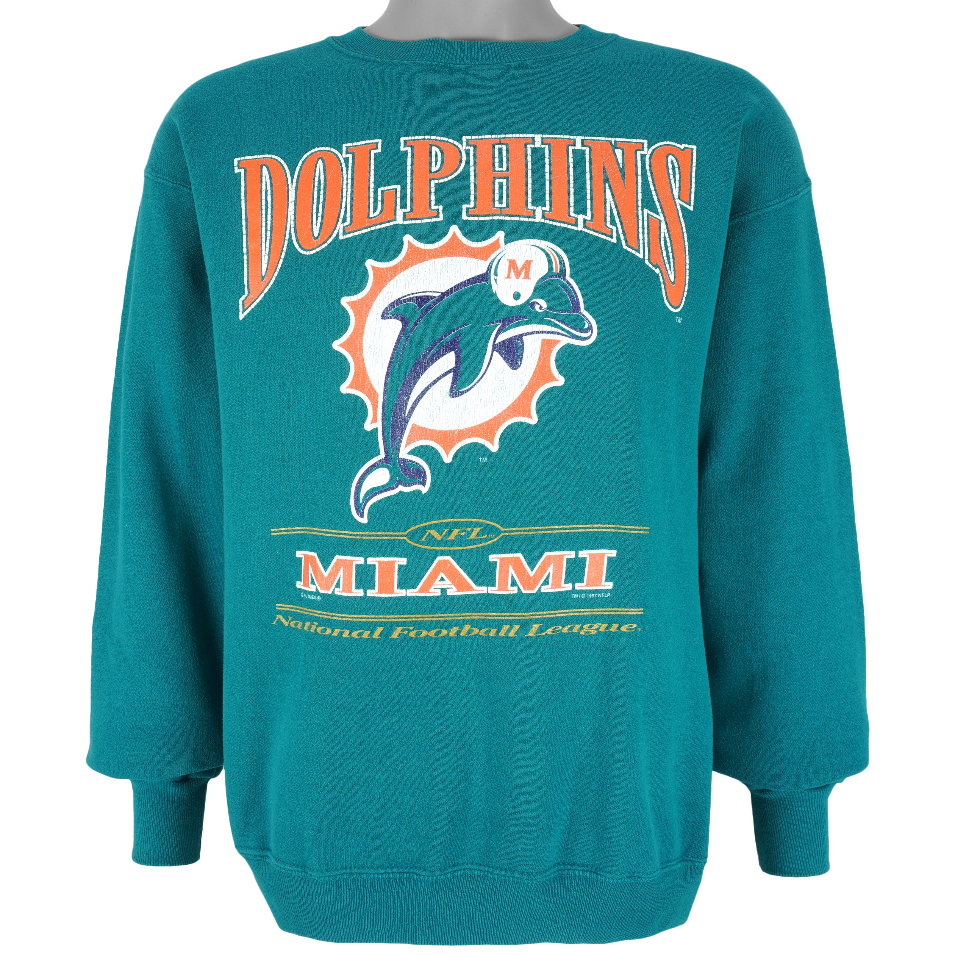 NFL (Lee) - Miami Dolphins Big Logo Sweatshirt 1997 X-Large Vintage Retro Football