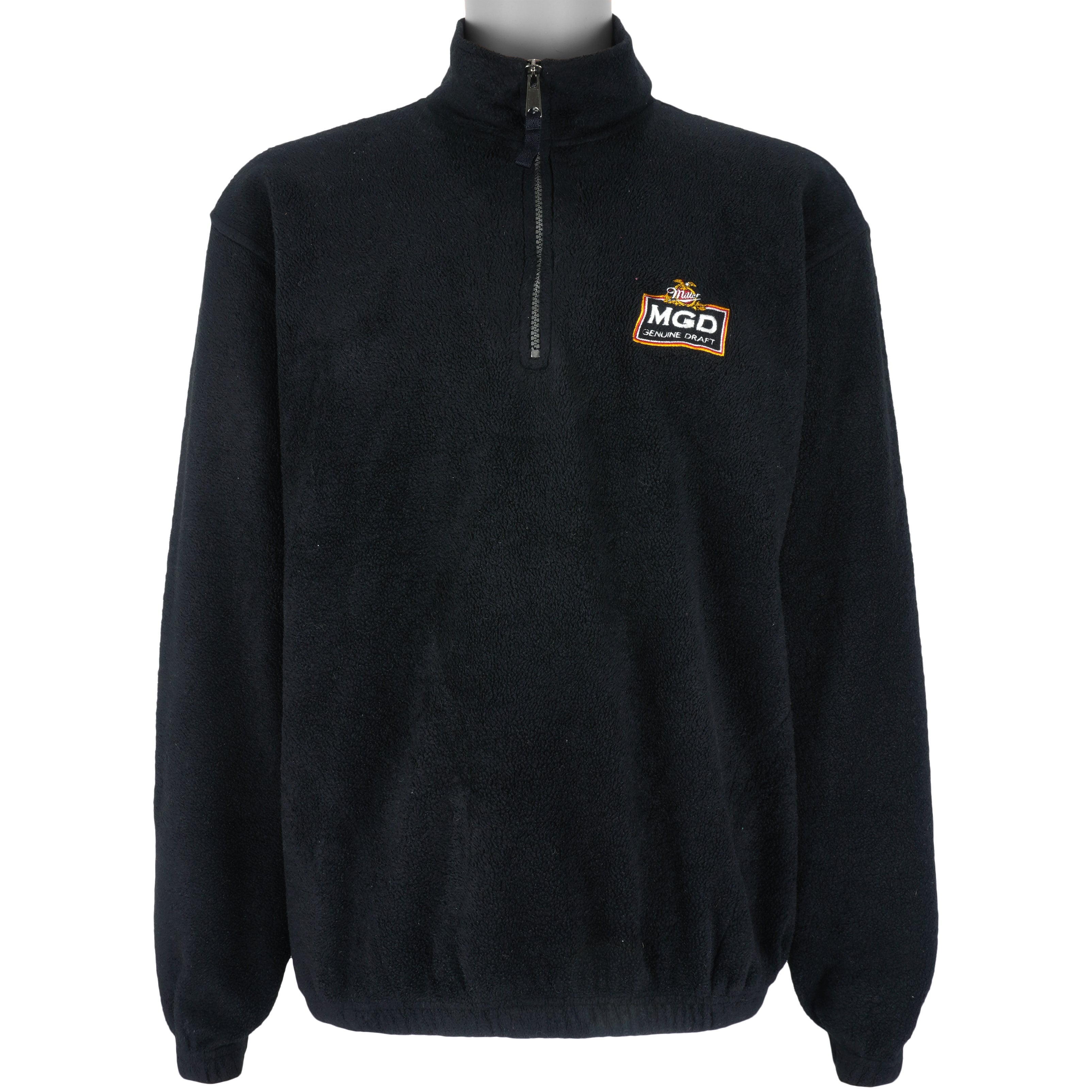 Vintage (Antigua) - Miller Lite Beer MGD 1/4 Zip Fleece Sweatshirt 1990s Large Vintage Retro