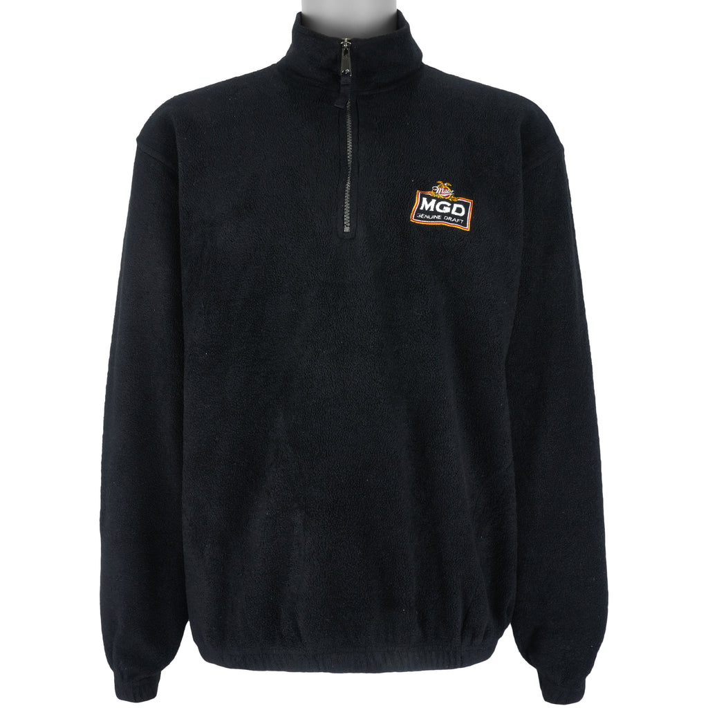 Vintage (Antigua) - Miller Lite Beer MGD 1/4 Zip Fleece Sweatshirt 1990s Large Vintage Retro