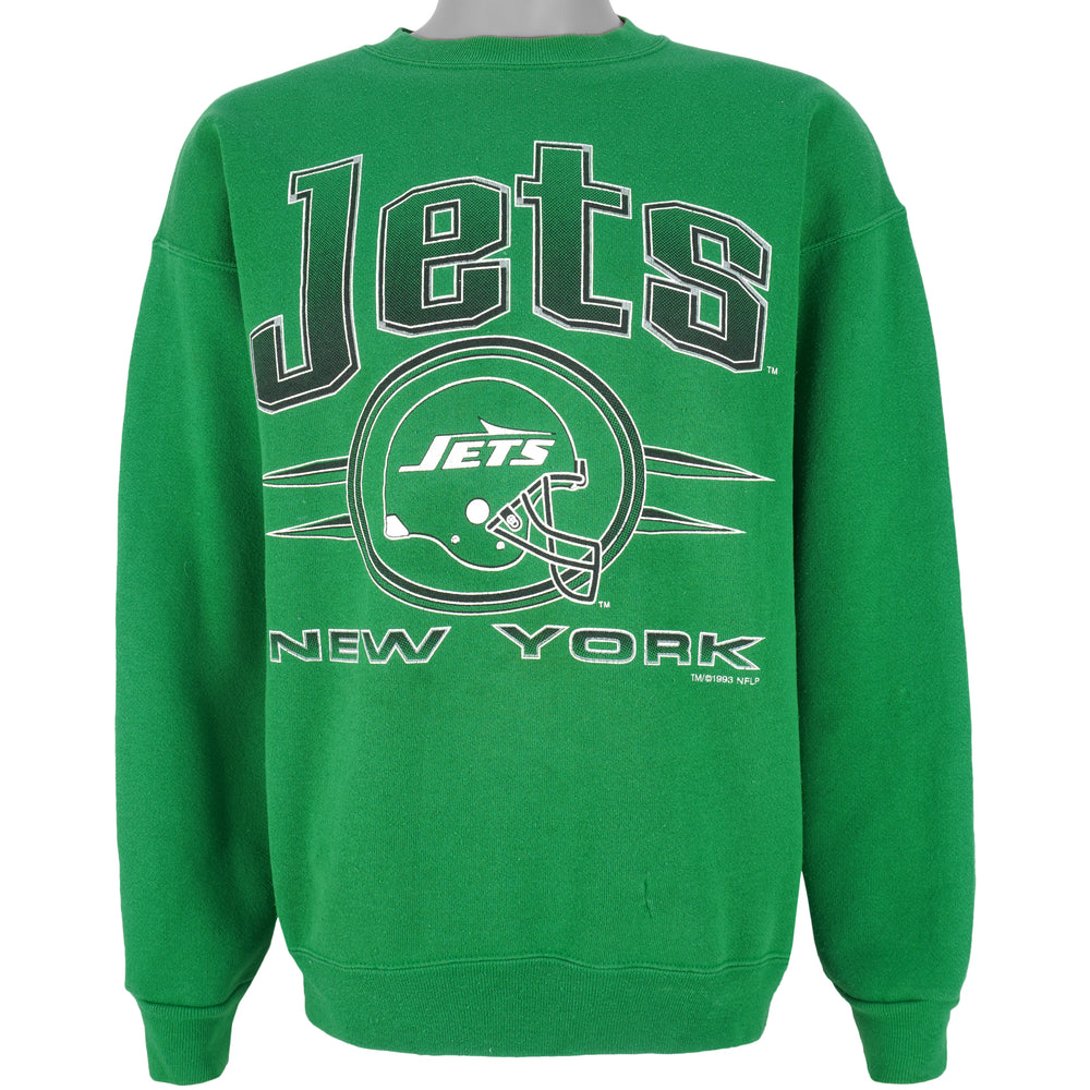 NFL (Logo 7) - New York Jets Spell-Out Sweatshirt 1993 X-Large Vintage Retro Football