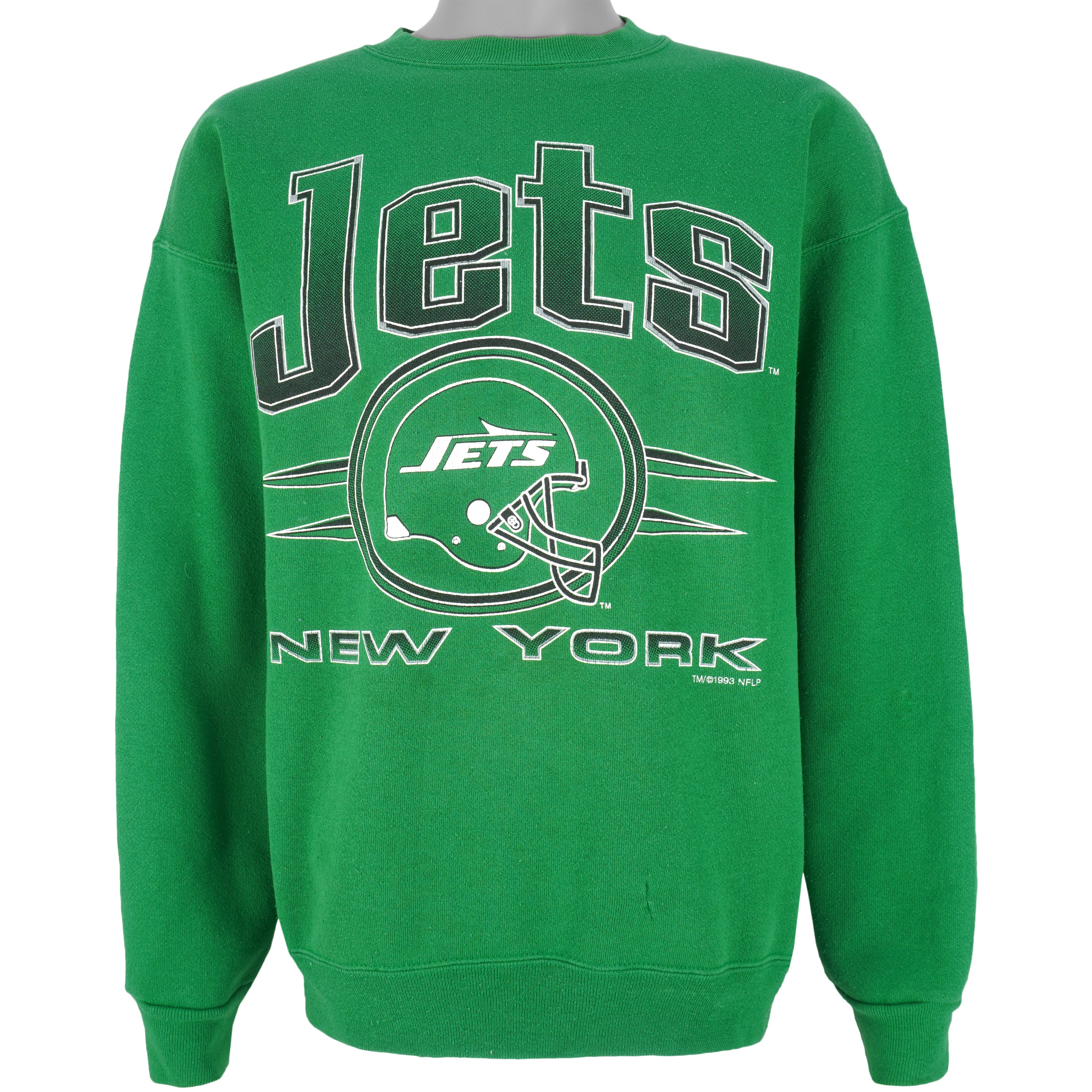 NFL (Logo 7) - New York Jets Spell-Out Sweatshirt 1993 X-Large Vintage Retro Football