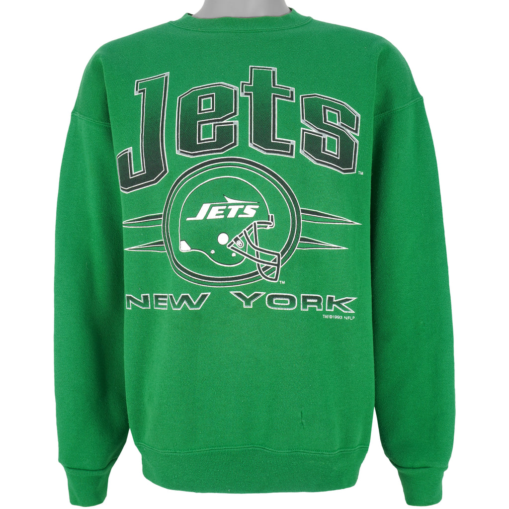 NFL (Logo 7) - New York Jets Spell-Out Sweatshirt 1993 X-Large Vintage Retro Football