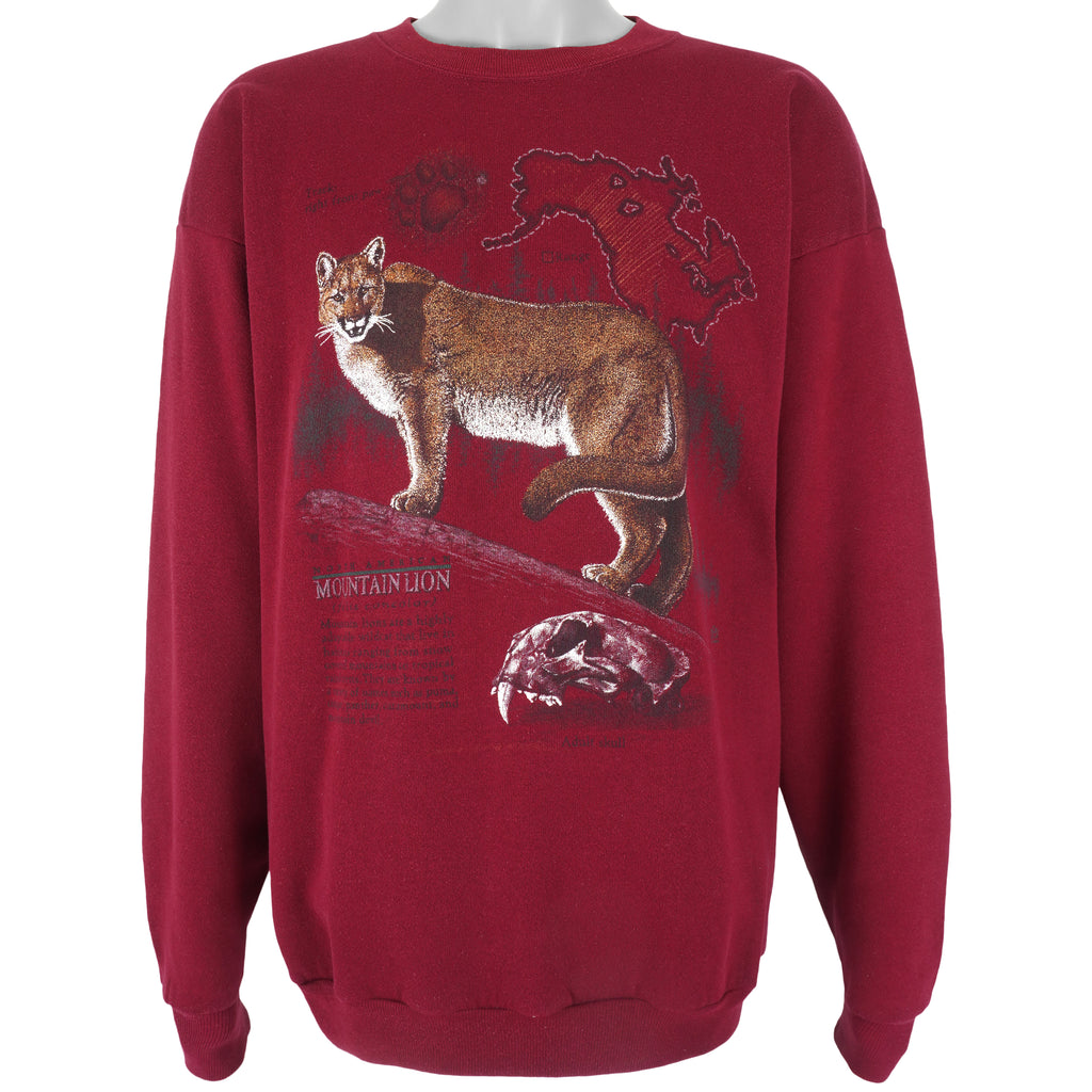 Vintage (Cotton Grove) - Red Mountain Lion Spell-Out Sweatshirt 1990s X-Large Vintage Retro