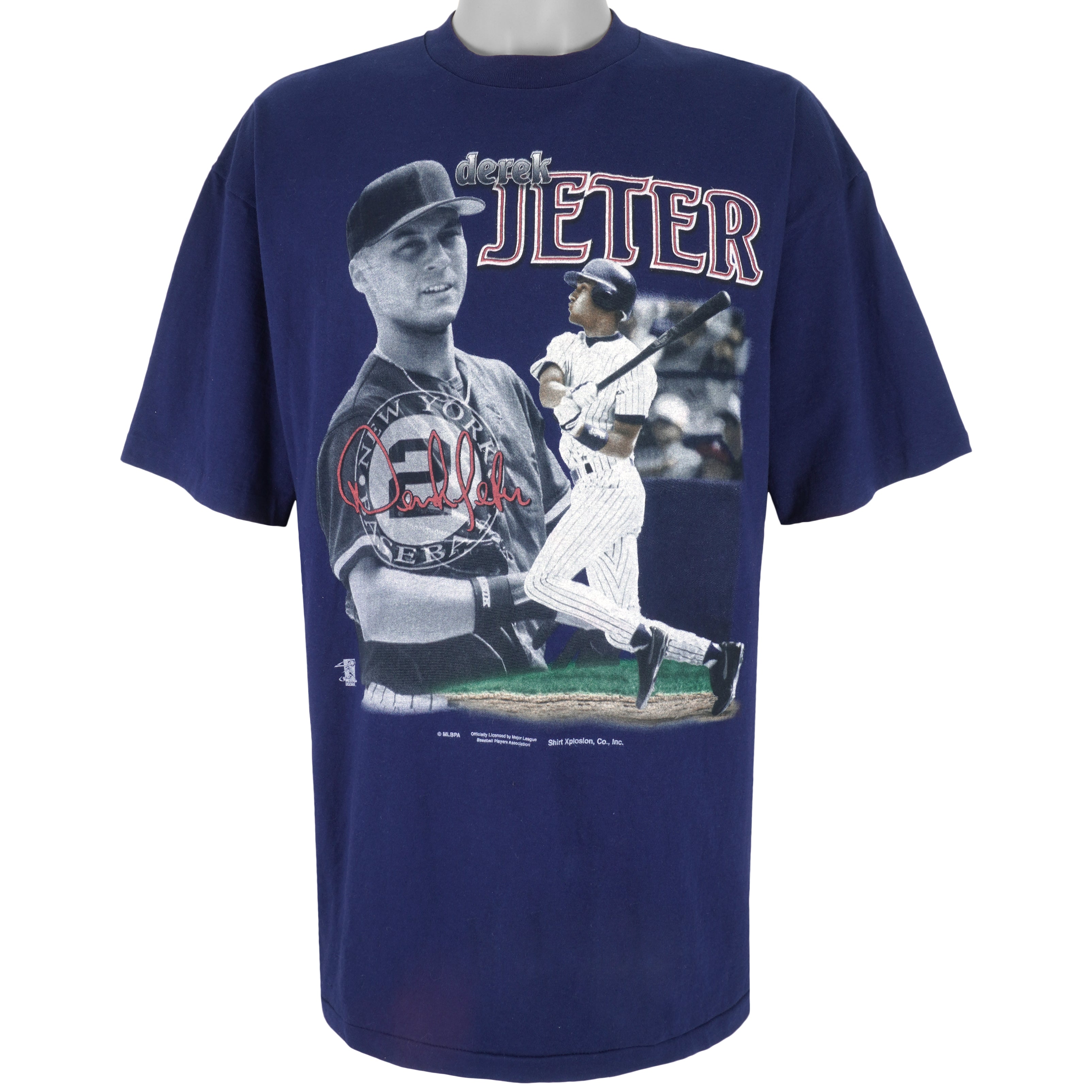 MLB (All American Wear) - New York Yankees Jeter #2 T-Shirt 1990s XX-Large Vintage Retro Baseball