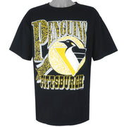 NHL (True-Fan) - Pittsburgh Penguins Big Logo T-Shirt 1990s X-Large Vintage Retro Hockey