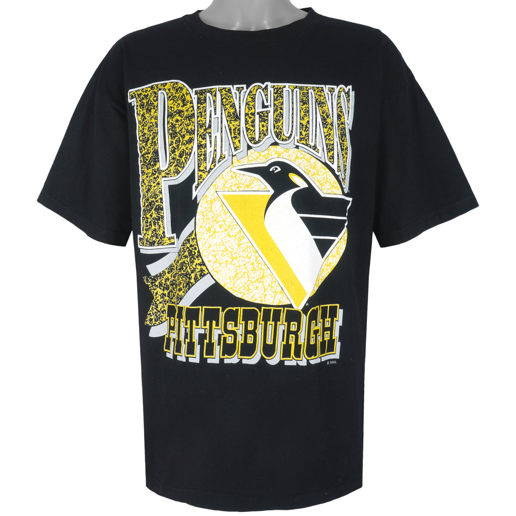 NHL (True-Fan) - Pittsburgh Penguins Big Logo T-Shirt 1990s X-Large Vintage Retro Hockey