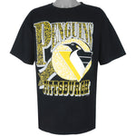 NHL (True-Fan) - Pittsburgh Penguins Big Logo T-Shirt 1990s X-Large Vintage Retro Hockey