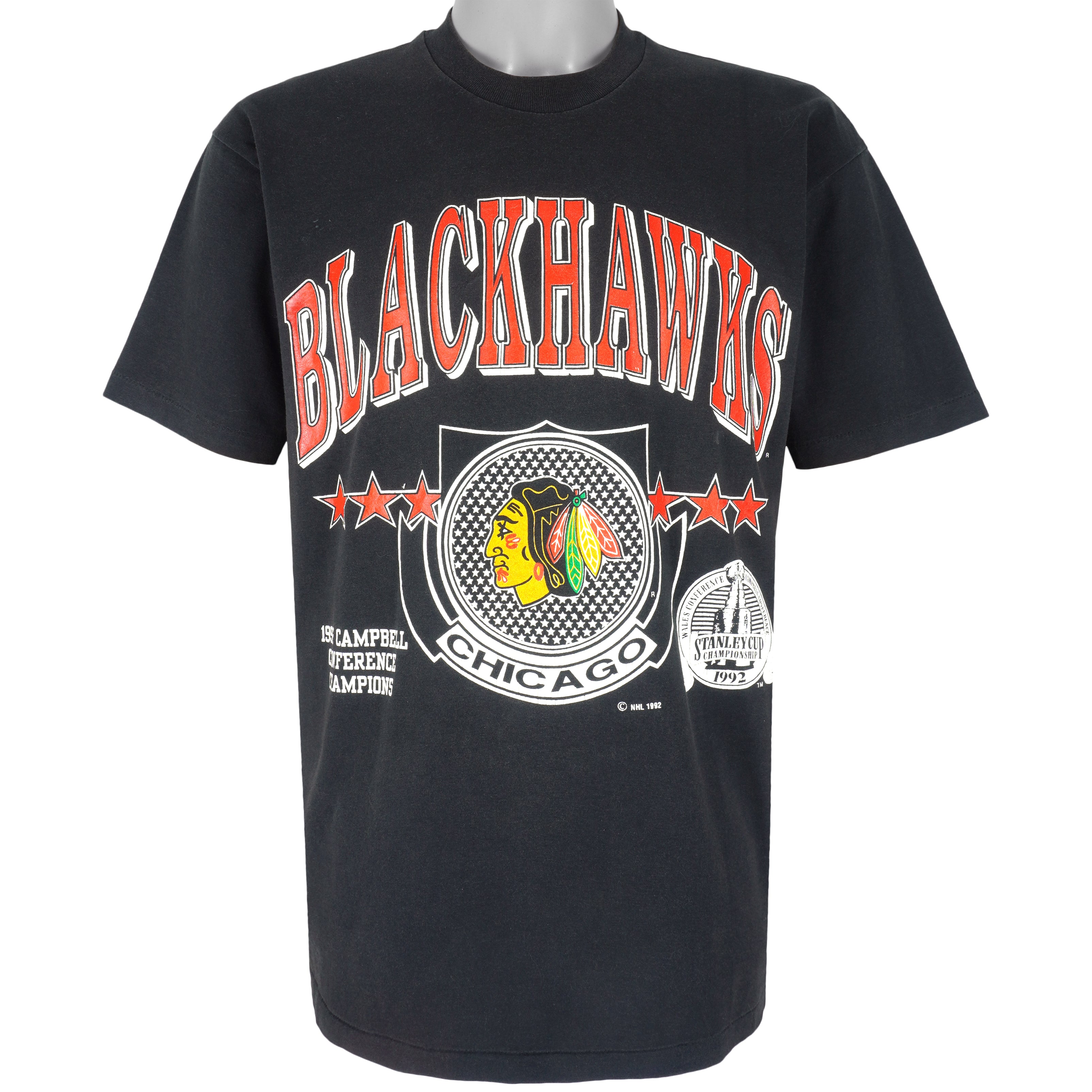 NHL (Stedman) - Chicago Blackhawks, Stanley Cup T-Shirt 1992 X-Large Vintage Retro Hockey