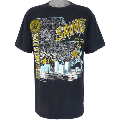 NFL (Nutmeg) - New Orleans Saints Stadium Map T-Shirt 1990s X-Large