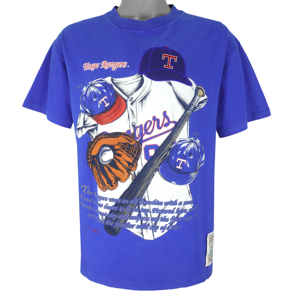 MLB (Nutmeg) - Texas Rangers Spell-Out T-Shirt 1990s Medium Vintage Retro Baseball