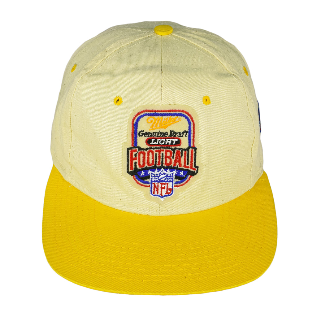 NFL - Yellow Miller Light Spell-Out Snapback Hat 1990s OSFA Vintage Retro Football