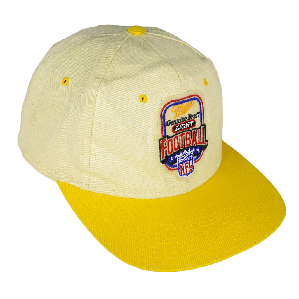 NFL - Yellow Miller Light Spell-Out Snapback Hat 1990s OSFA Vintage Retro Football