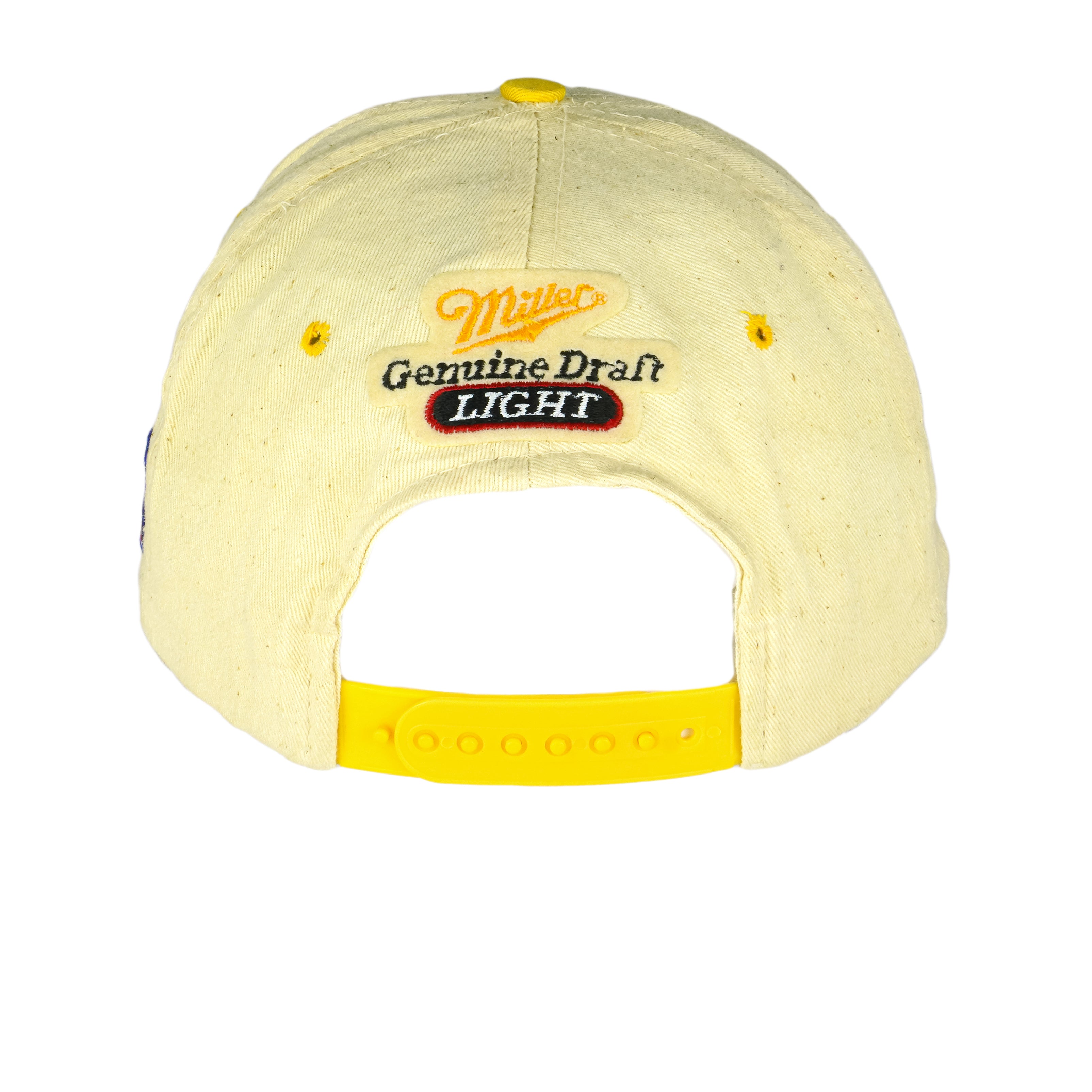 NFL - Yellow Miller Light Spell-Out Snapback Hat 1990s OSFA Vintage Retro Football