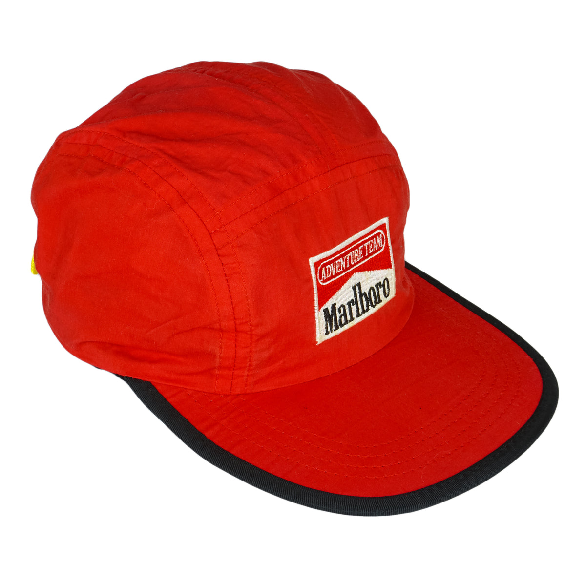 Marlboro - Red Adventure Team Embroidered Big Logo Strapback Hat 1990s OSFA Vintage Retro