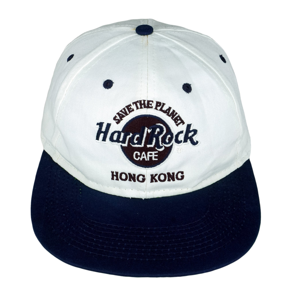 Vintage - White Hard Rock, Hong Kong Snapback Hat 1990s Adjustable Vintage Retro