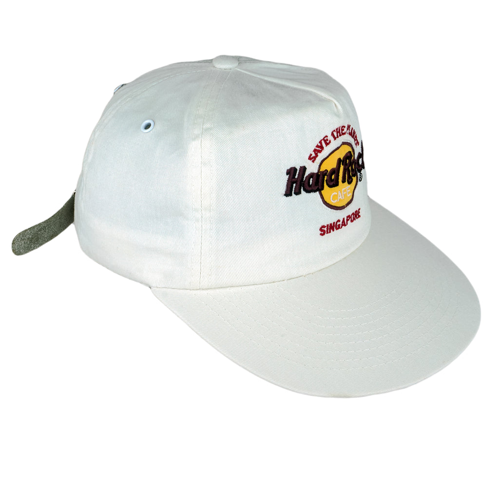 Vintage - White Hard Rock - Singapore Strapback Hat 1990s OSFA Vintage Retro