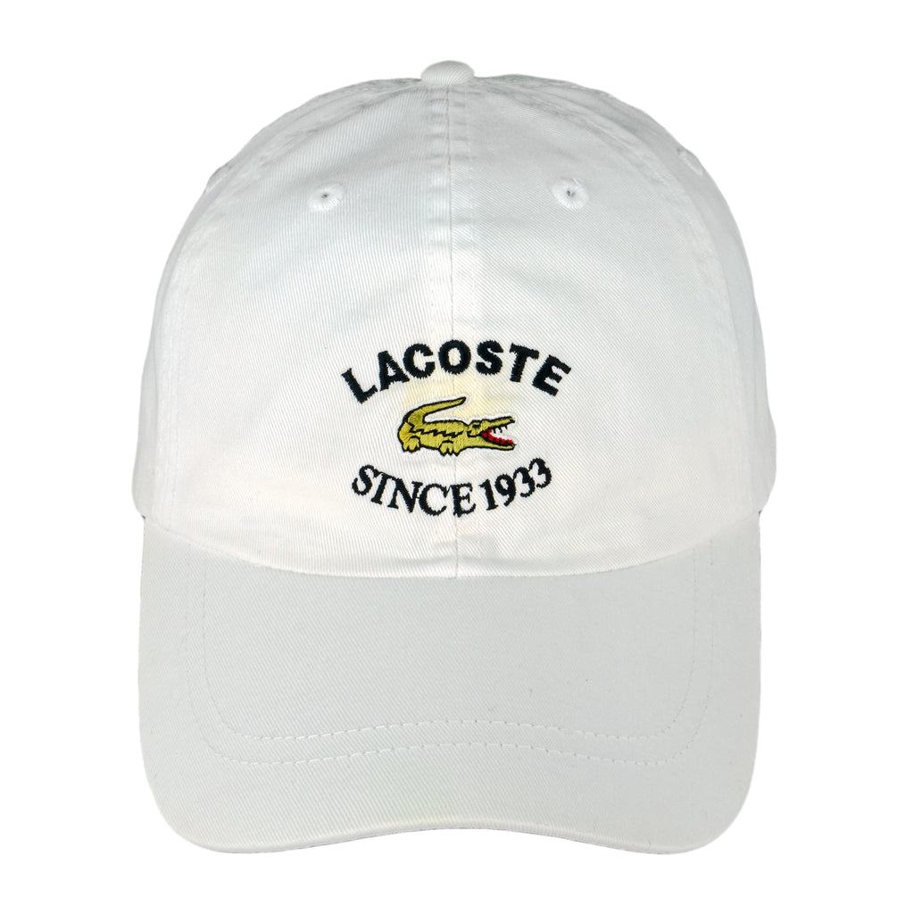 Lacoste - White Spell-Out Strapback Hat OSFA Vintage Retro