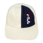 Fila - White & Blue Spell-Out Snapback Hat 1990s OSFA Vintage Retro