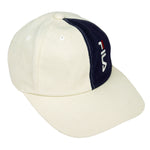 Fila - White & Blue Spell-Out Snapback Hat 1990s OSFA Vintage Retro