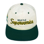 NBA (Sports Specialties) - Seattle Supersonics Spell-Out Snapback Hat 1990s OSFA Vintage Retro Basketball