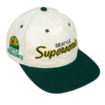 NBA (Sports Specialties) - Seattle Supersonics Spell-Out Snapback Hat 1990s OSFA Vintage Retro Basketball