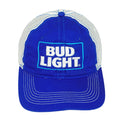 Budweiser (District) - Blue & White Mesh Spell-Out Snapback Hat 1990s OSFA Vintage Retro