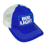 Budweiser (District) - Blue & White Mesh Spell-Out Snapback Hat 1990s OSFA Vintage Retro