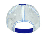 Budweiser (District) - Blue & White Mesh Spell-Out Snapback Hat 1990s OSFA Vintage Retro