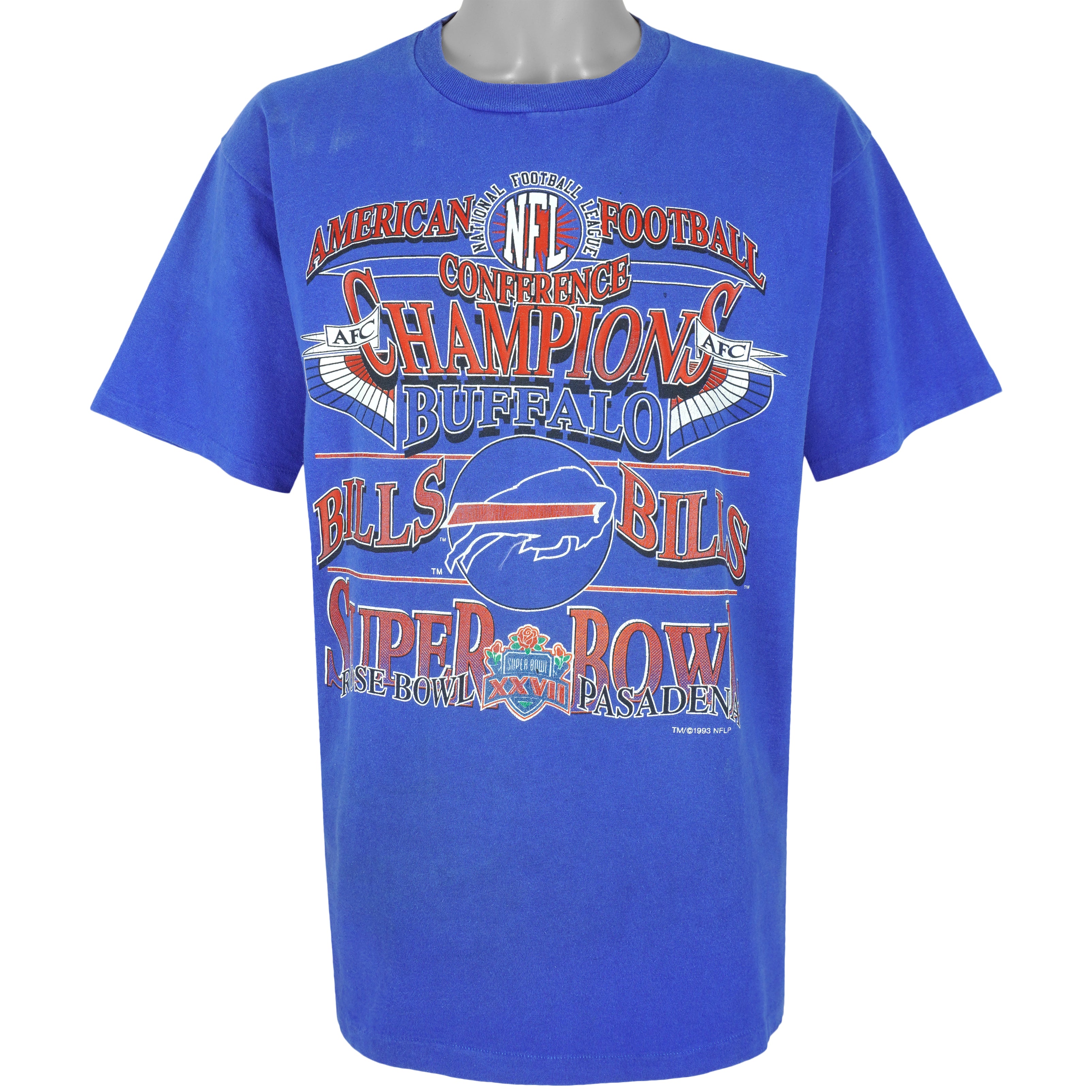 NFL (Logo 7) - Buffalo Bills Super Bowl XXVII T-Shirt 1993 X-Large Vintage Retro Football