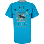 NHL (Competitor) - Blue San Jose Sharks T-Shirt 1990s Large Vintage Retro Hockey