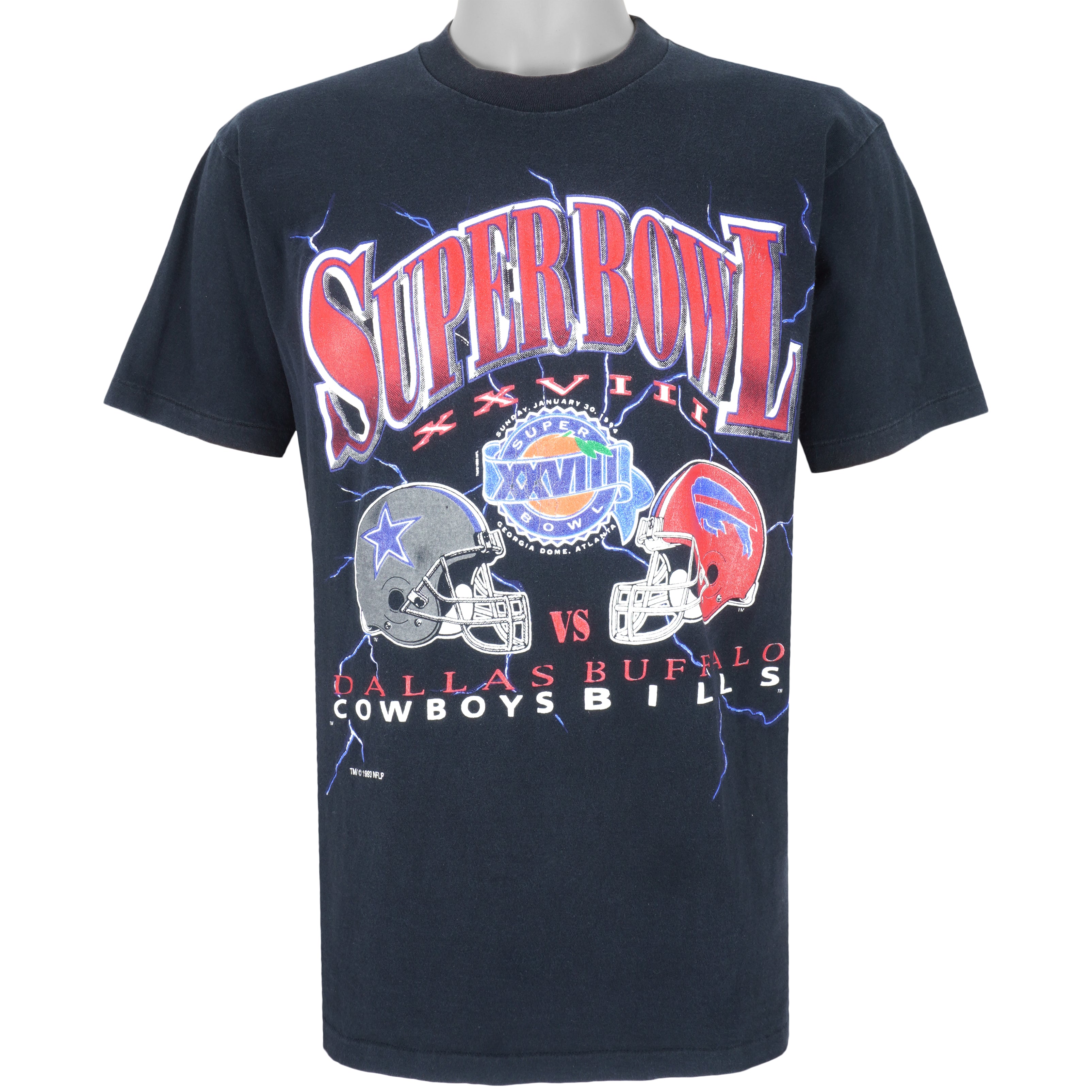 NFL (Belton) - Black Buffalo Bills Super Bowl XXVII T-Shirt 1994 Large Vintage Retro Football